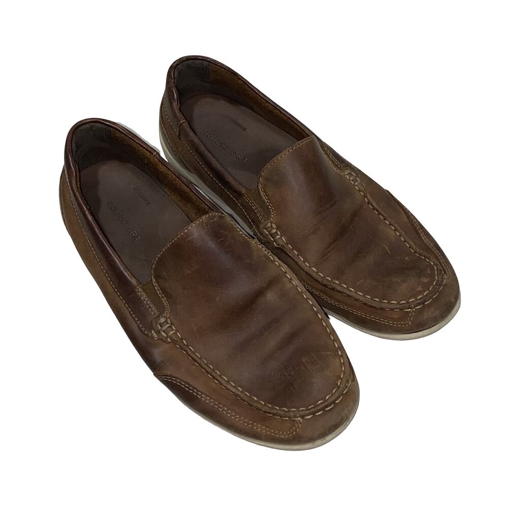 Rockport Men's Leather Loafers Brown truTECH Comfort Slip-On Shoes Size 7.5